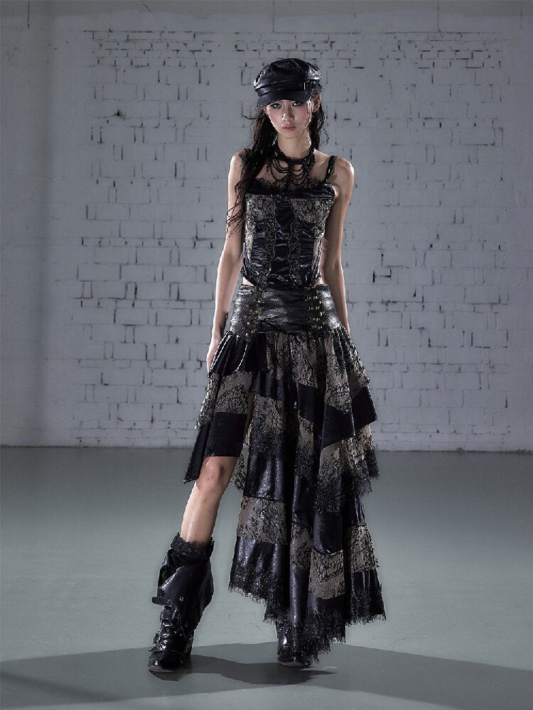 Lace Satin Fake Two Corset【s0000015936】
