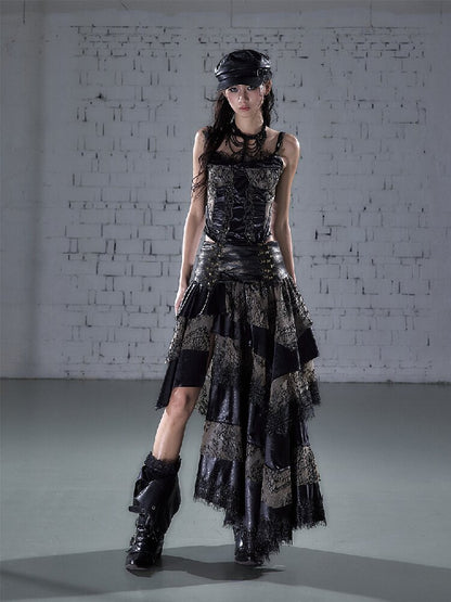 Lace Satin Fake Two Corset【s0000015936】
