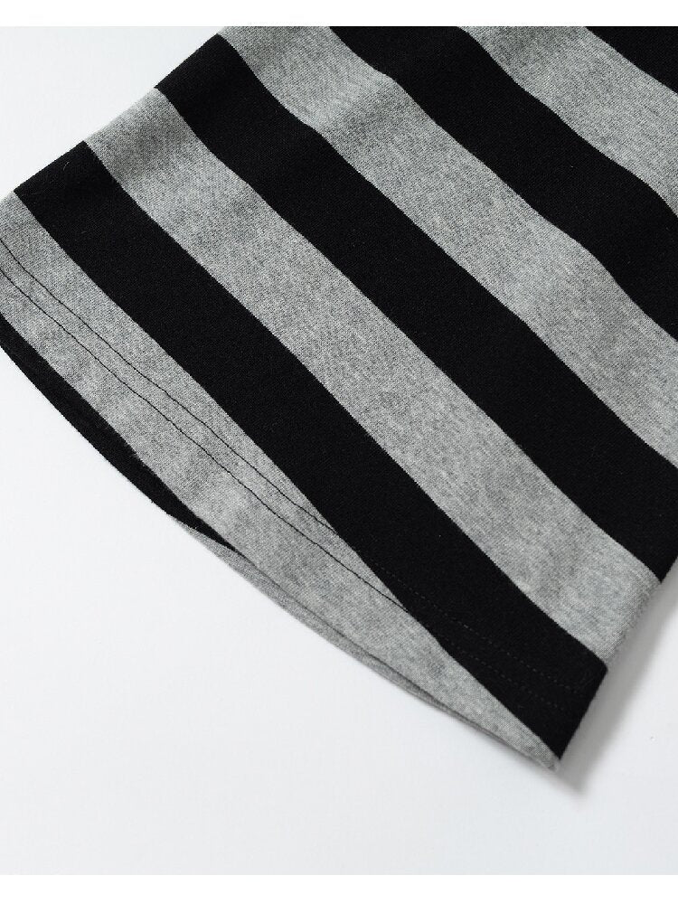 Asymmetrical Striped Webbing T-shirt【s0000015938】