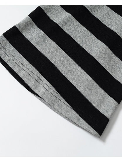 Asymmetrical Striped Webbing T-shirt【s0000015938】