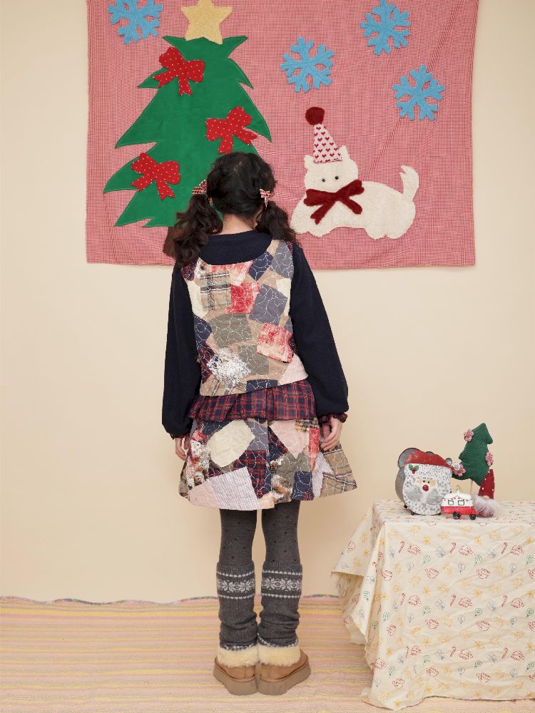 Christmas-inspired vest and half-skirt set【s0000011197】