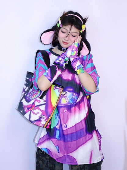 Neon Eye Y2K Shoulder Tote Bag【s0000013731】