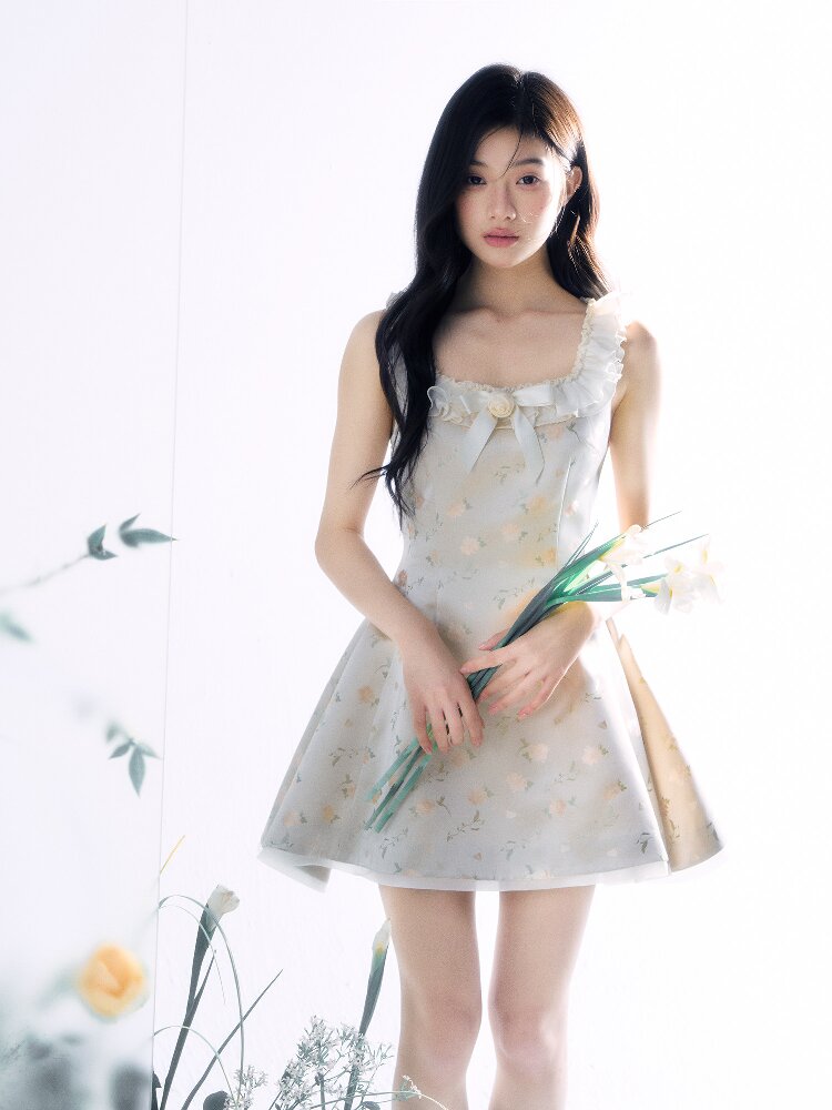 Oil Painting Jacquard Rose Dress【s0000015915】