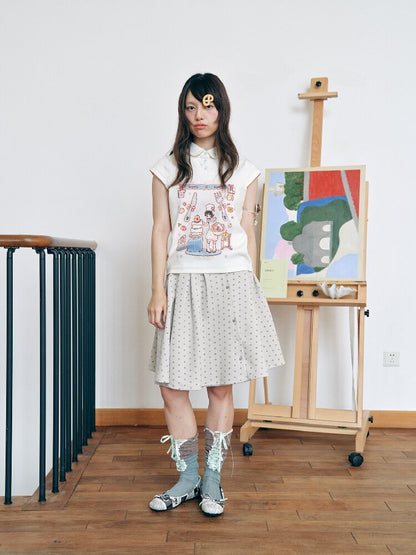 Two-Tone Doll Collar Short-Sleeve【s0000018719】