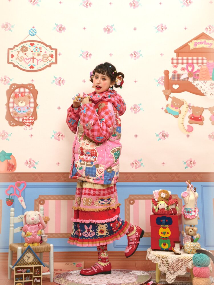 Red Pink White Duck Down Jacket【s0000015567】