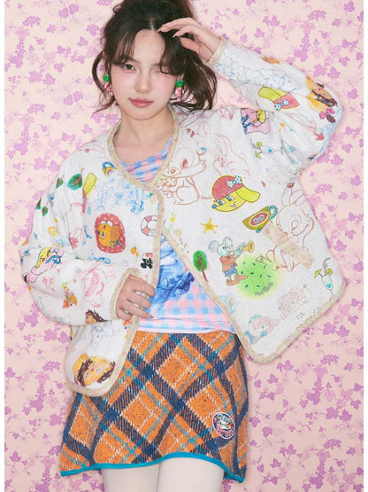 Graffiti Fleece Button Cardigan【s0000015369】