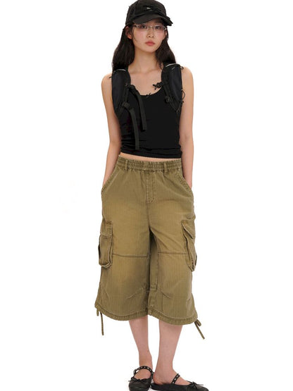 Adjustable workwear seven-minute pants【s0000013428】