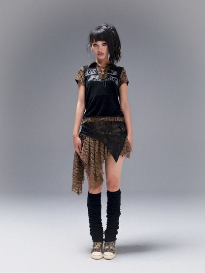 POLO NECK COLLISION COLOR SLEEVE TOP [S0000008468]