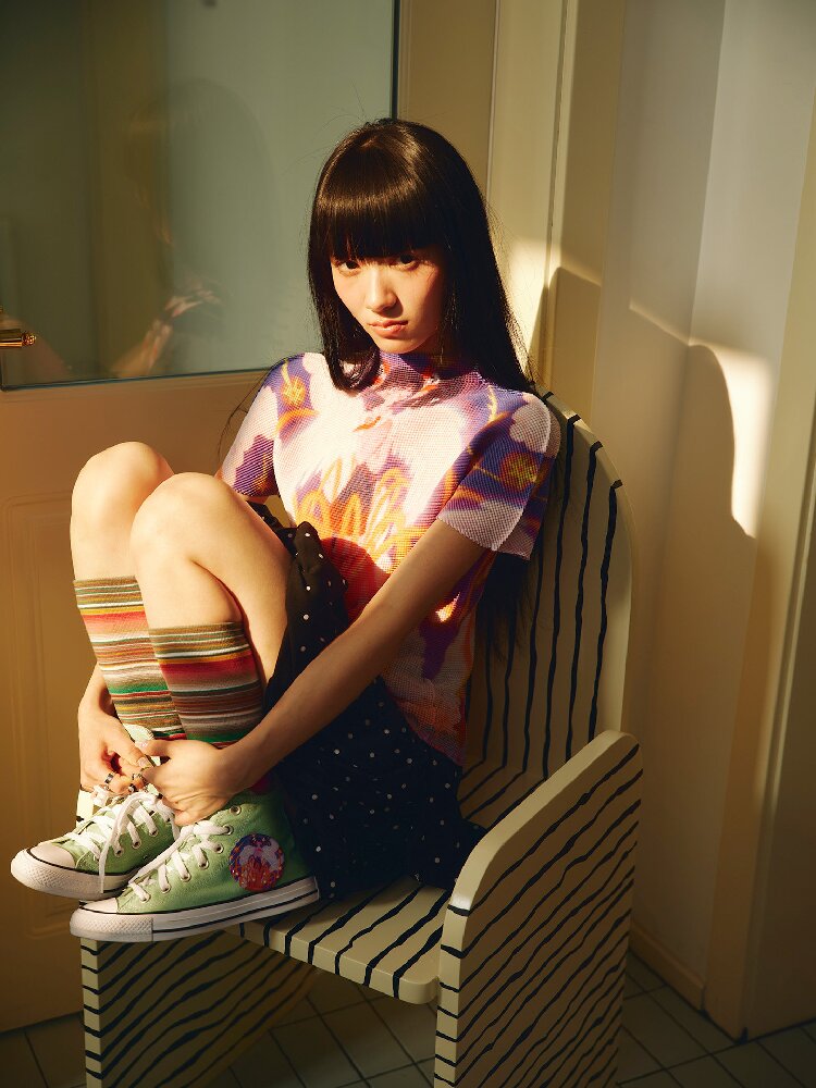 Star Volcano Pleated Stretch Top T-Shirt【s0000018696】