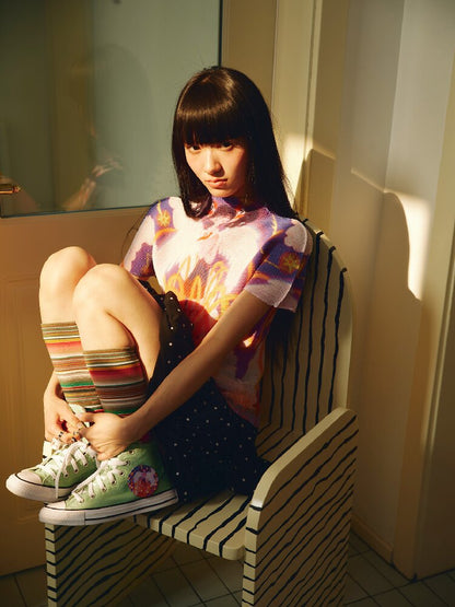 Star Volcano Pleated Stretch Top T-Shirt【s0000018696】