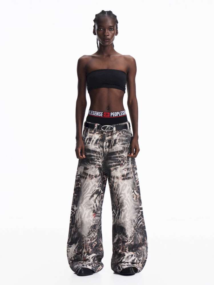 Ombre Zebra Print Rebuilt Jeans【s0000015182】