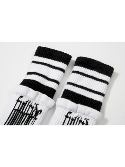 Barcode knitted anti-pilling patchwork design sports socks【s0000009565】