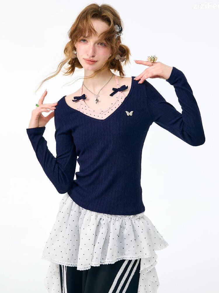 Polka Dot Halter Neck Top【s0000017879】