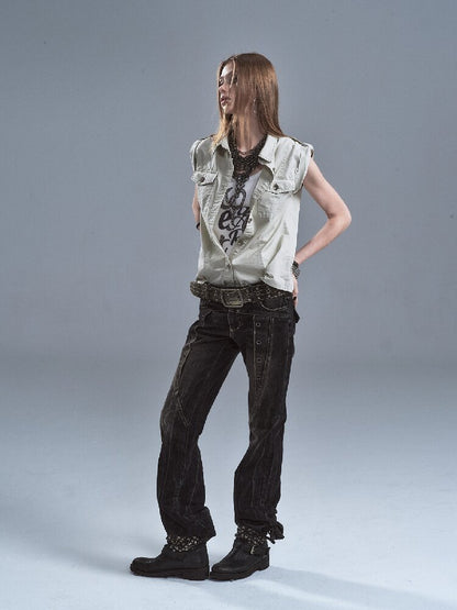 Rivet Metal Buckle Punk Shirt【s0000016640】