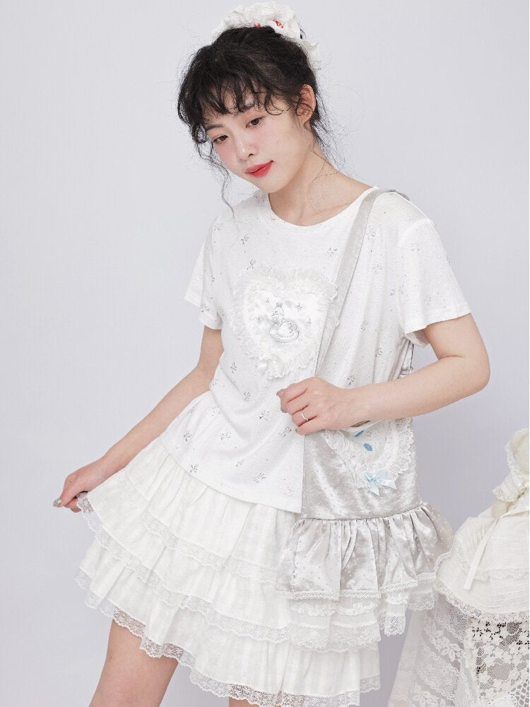 Silver Foil Trim Ballet Bear Shirt【s0000017484】