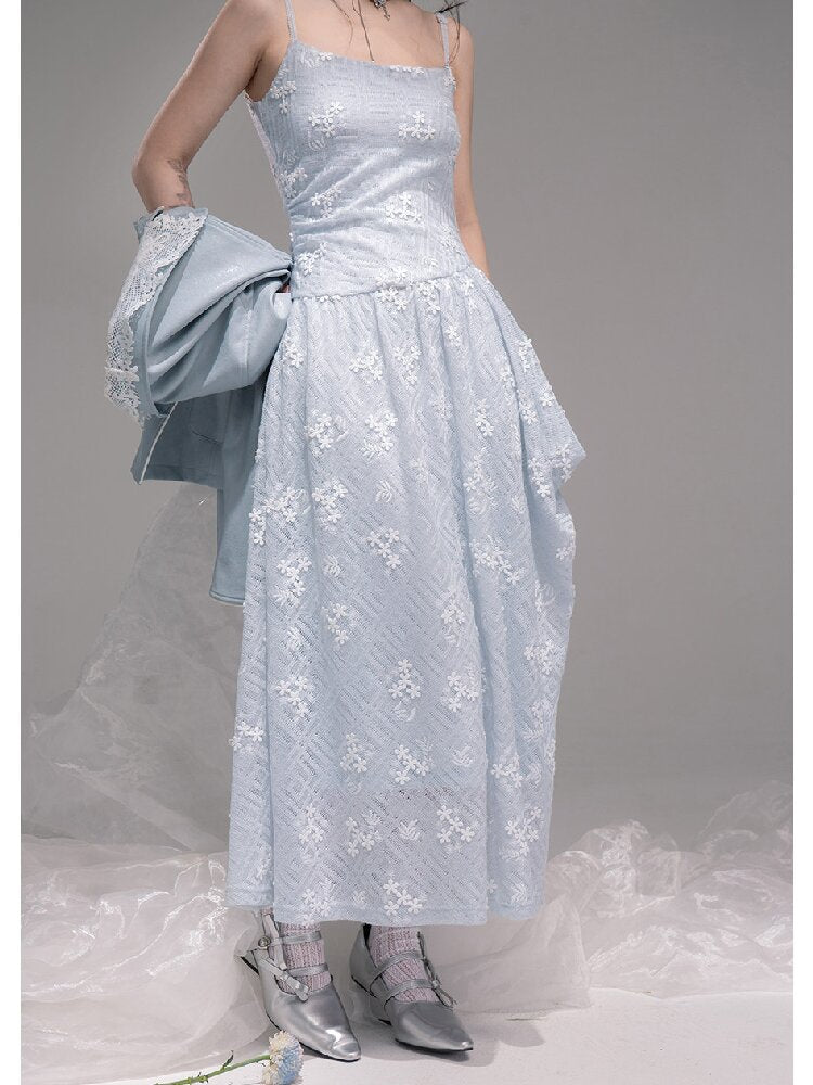 Ice Lake Gauze Embroidered Dress【s0000015744】