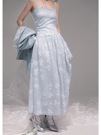 Ice Lake Gauze Embroidered Dress【s0000015744】