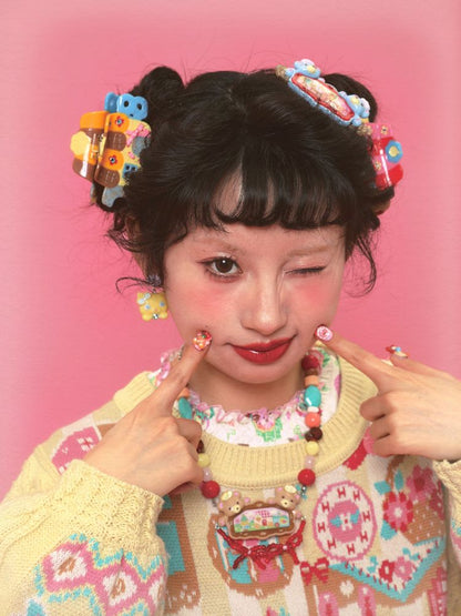 Acrylic Beaded Hair Clip Necklace【s0000011325】