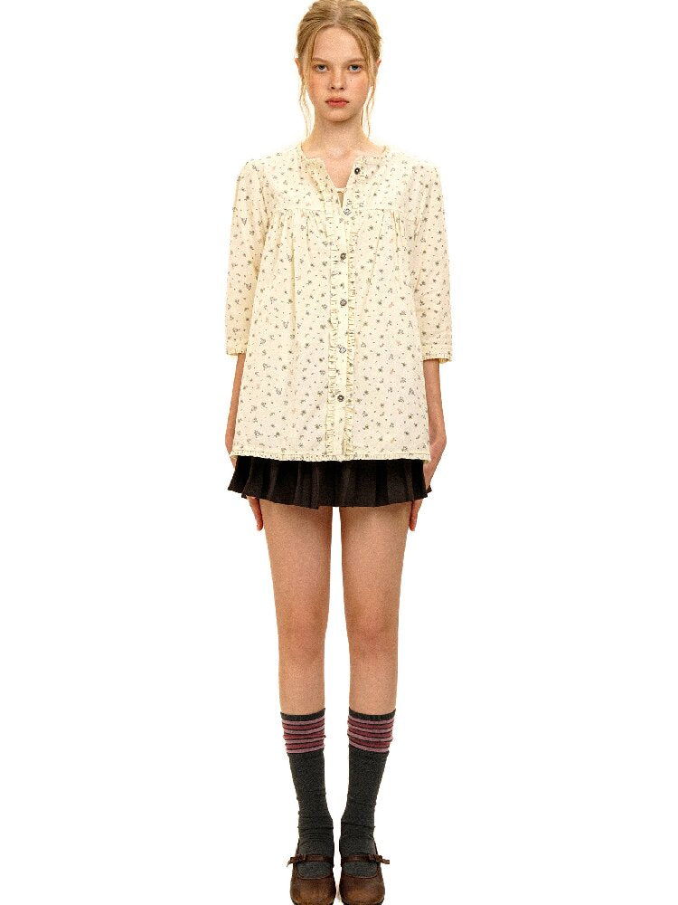 Hand Painted Floral Lace Shirt【s0000017933】