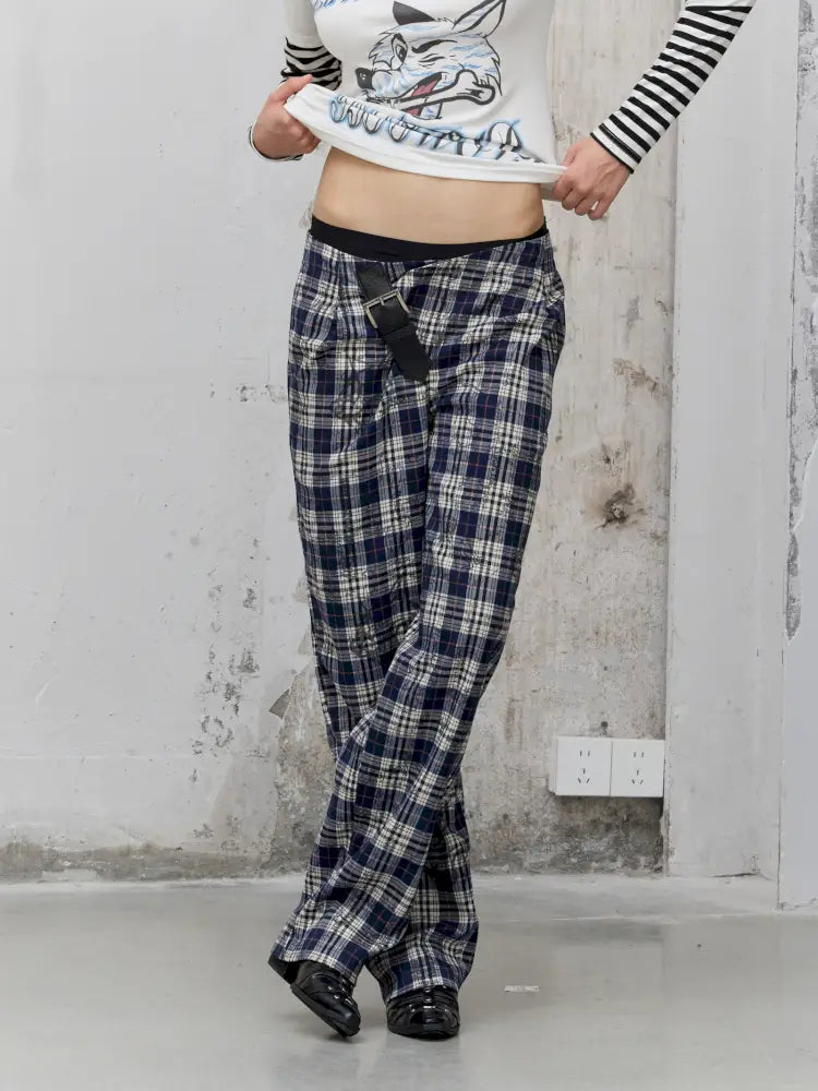 Pleated Plaid Casual Trousers【s0000014206】