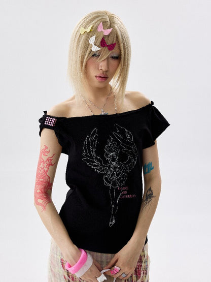 Single Shoulder Wrinkled T Shirt【s0000017639】