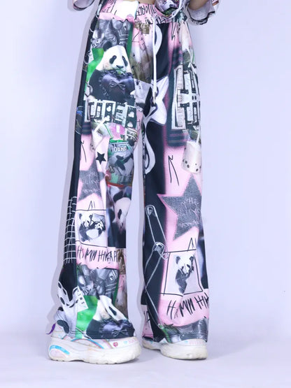 Panda Relaxed-Fit Wide-Leg Pants【s0000013976】