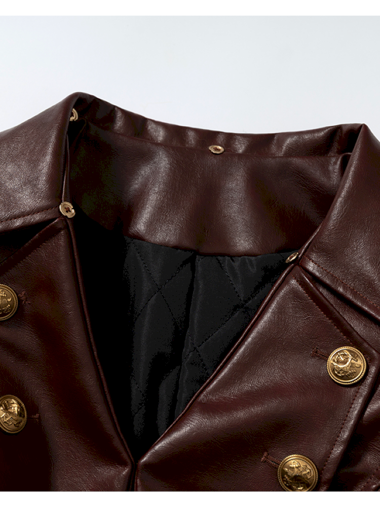 Court Punk Fur Waist Leather Coat【s0000014927】