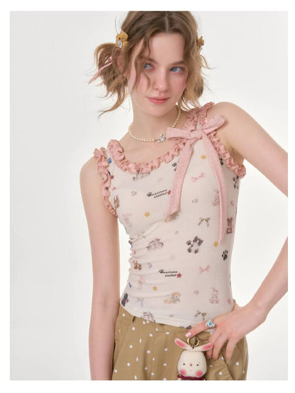 Printed Wood Ear Slim Camisole【s0000016623】