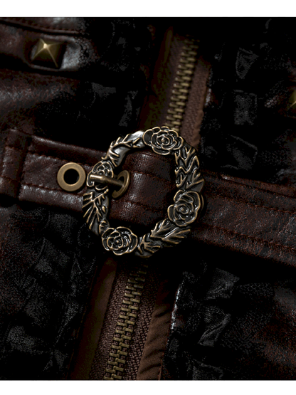 Dark Court Openwork Lace Leather Camisole【s0000014920】