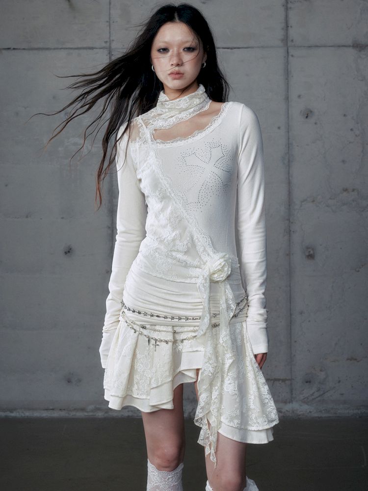 Stacked Neck One-Shoulder Dress【s0000013475】