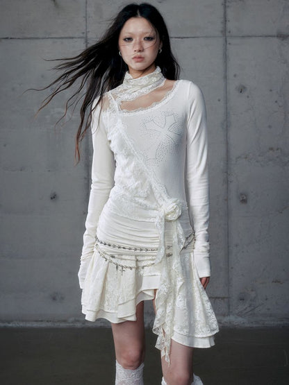 Stacked Neck One-Shoulder Dress【s0000013475】