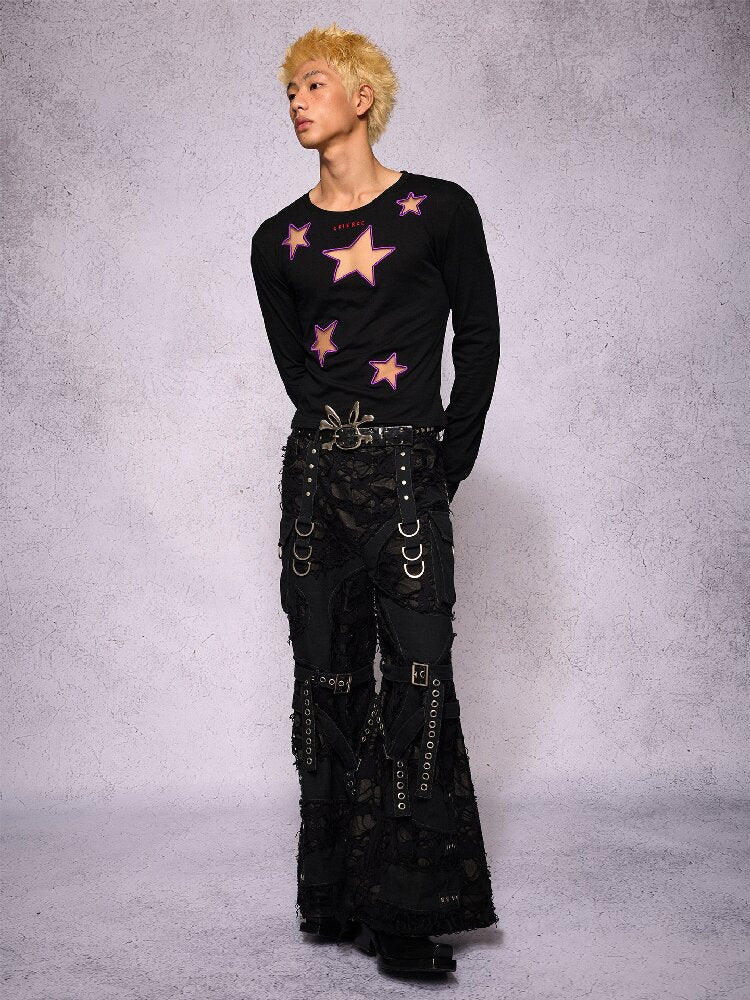 Star Hollow Mesh Embroidery Top【s0000019141】