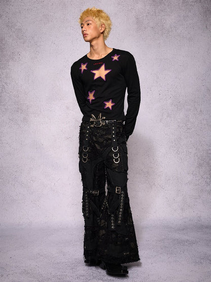 Star Hollow Mesh Embroidery Top【s0000019141】