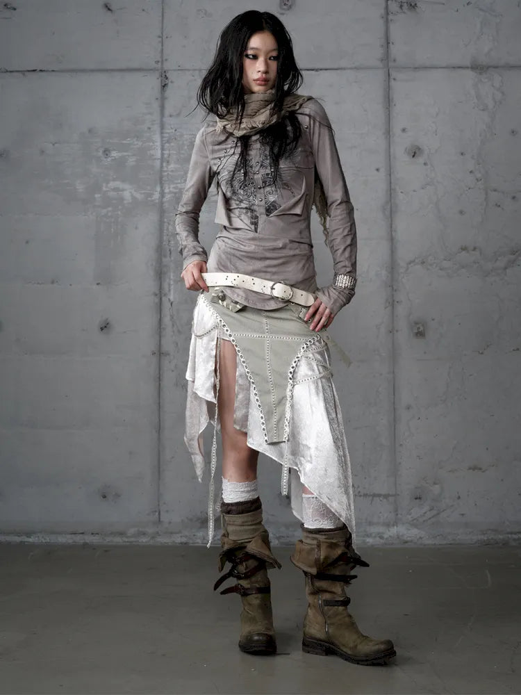 Deconstructed Print Long-Sleeve Knit Base【s0000014117】