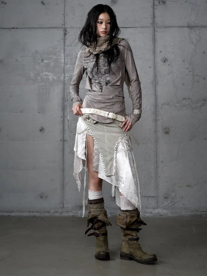 Deconstructed Print Long-Sleeve Knit Base【s0000014117】