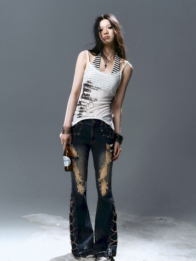 Overlay neck camisole undershirt【s0000012643】