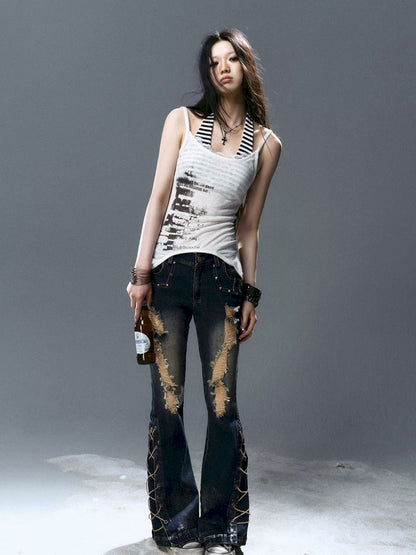 Overlay neck camisole undershirt【s0000012643】