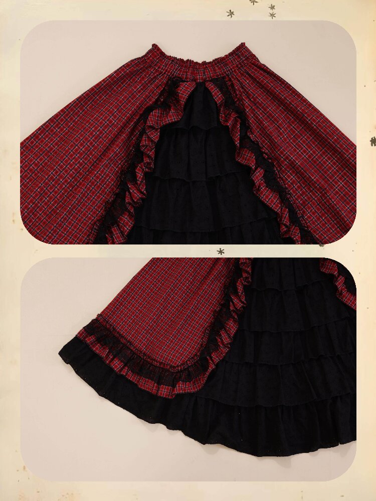 Plaid Lace Cake Waltz Skirt【s0000019284】