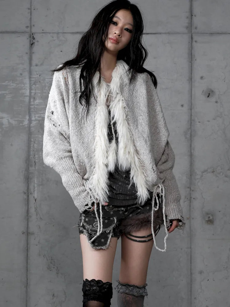 Lazy Knit Batwing Hooded Sweater Jacket【s0000014112】