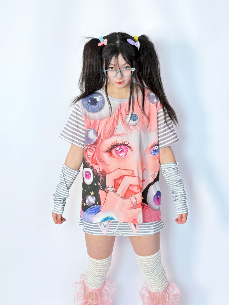 Y2k secondary subculture loose cotton T-shirt【s0000013285】