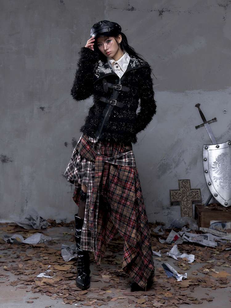 Leather Print Collared Coat【s0000014468】