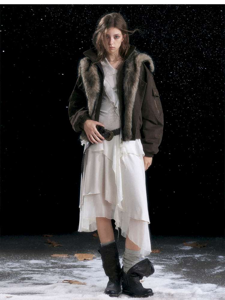 Vintage Distressed Flying Padded Jacket【s0000014673】