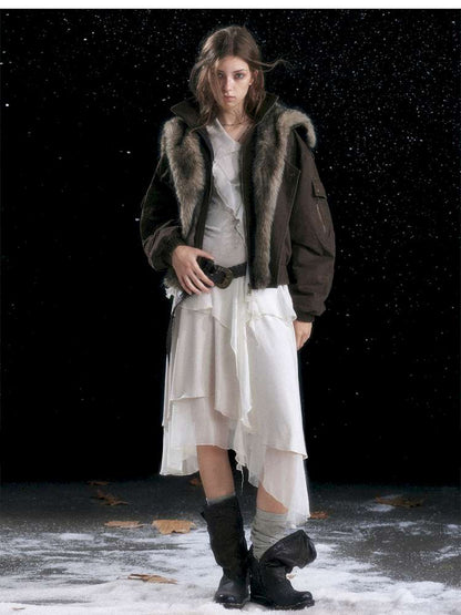 Vintage Distressed Flying Padded Jacket【s0000014673】