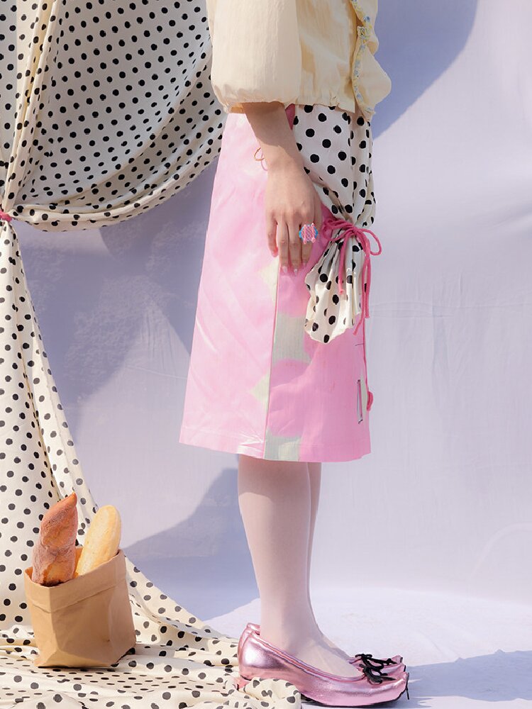 Illustration Print Pink Skirt【s0000015853】