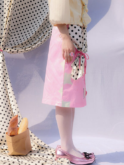 Illustration Print Pink Skirt【s0000015853】