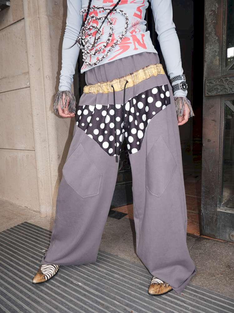 Polka Dot Paneled Wide Leg Pants【s0000015150】