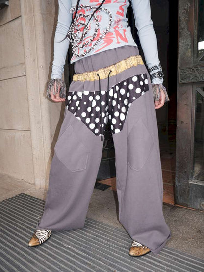 Polka Dot Paneled Wide Leg Pants【s0000015150】