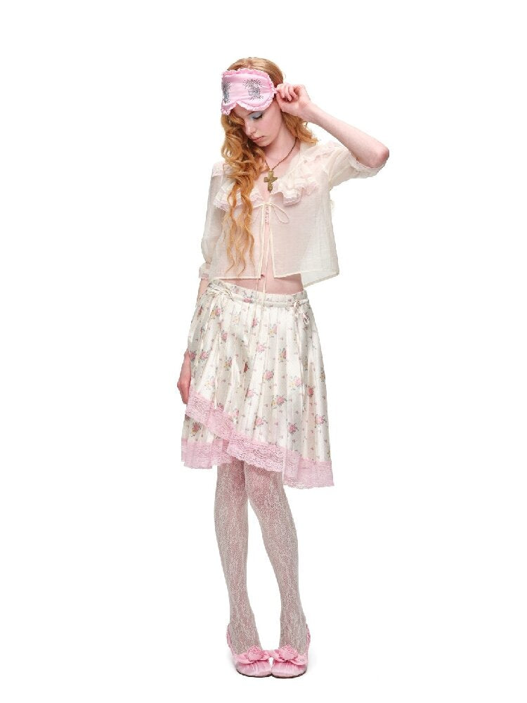 Mid Sleeve Ruffle Chiffon Shirt【s0000016913】