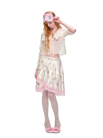 Mid Sleeve Ruffle Chiffon Shirt【s0000016913】