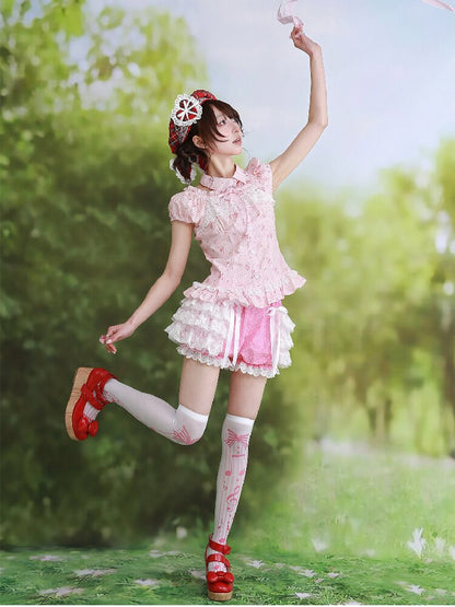 Pink Polka Dot Lolita Pants Skirt【s0000016552】